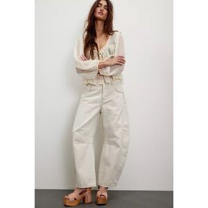 New Free People We The Free Good Luck Mid-Rise Barrel Jeans sz 30